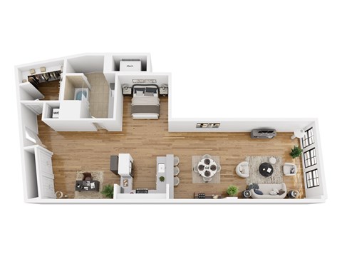 Floor plan for studio, 1 bath, 1123 sqft