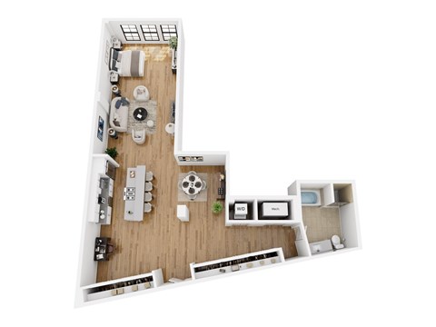 Floor plan for studio, 1 bath, 1318 sqft