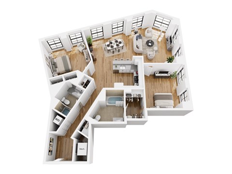 Floor plan for 2 beds, 2 baths, 1555 sqft