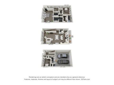 Floor plan for 3 beds, 3.5 baths, 1879 sqft