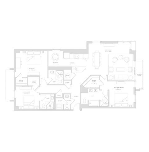 Floor plan for 3 beds, 3 baths, 1779 sqft