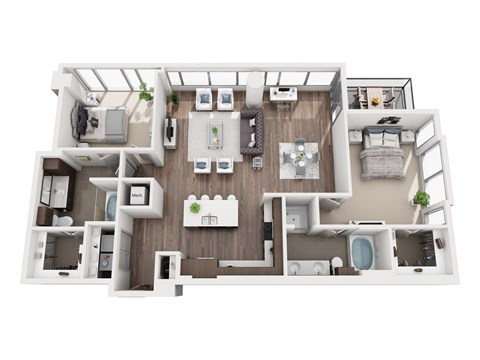 Floor plan for 2 beds, 2 baths, 1465 sqft