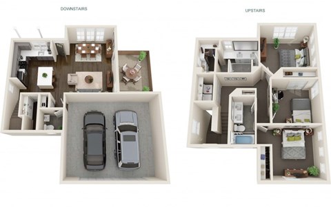 Floor plan for 3 beds, 2.5 baths, 1387 sqft