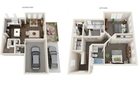 Floor plan for 2 beds, 2.5 baths, 1220 sqft
