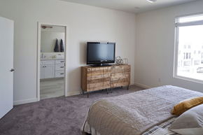 Phoenix apartment for rent - a bedroom with a bed and a television on a dresser at Novella Biltmore, Arizona, 85016