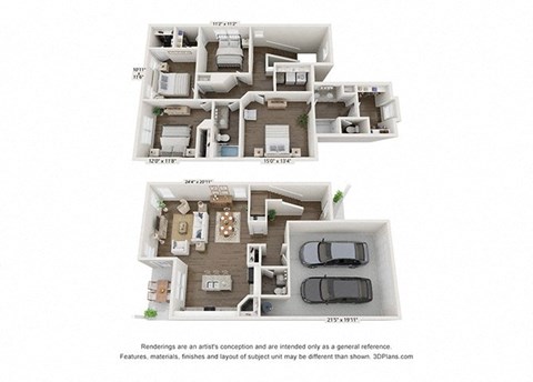 Floor plan for 4 beds, 2 baths, 2046 sqft