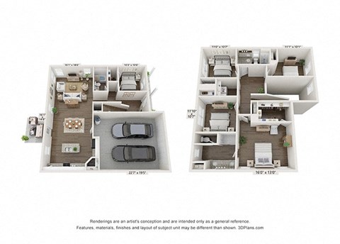 Floor plan for 5 beds, 3 baths, 2160 sqft