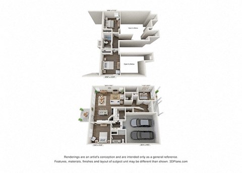 Floor plan for 3 beds, 2.5 baths, 1757 sqft