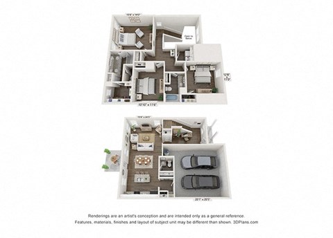 Floor plan for 3 beds, 2 baths, 1816 sqft