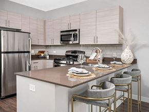 Chicago apartment for rent - Kitchen with Island at The Madison at Racine, Chicago, IL, 60607