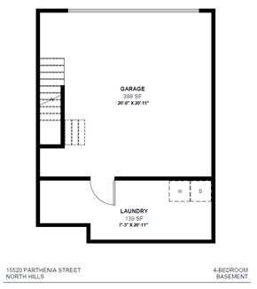 North Hills apartment for rent - a floor plan of a house with a garage and a loft
