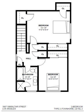 Los Angeles apartment for rent - a floor plan of a 1 bedroom floor plan for a roommates house