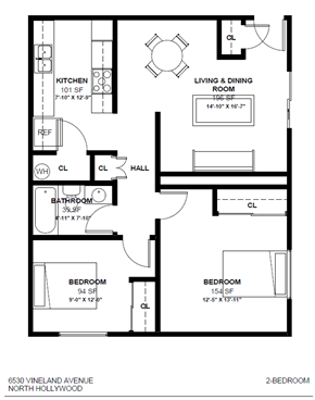 North Hollywood apartment for rent - a floor plan of a house with a bedroom and a living room