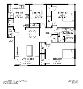 Panorama City apartment for rent - a floor plan type 2