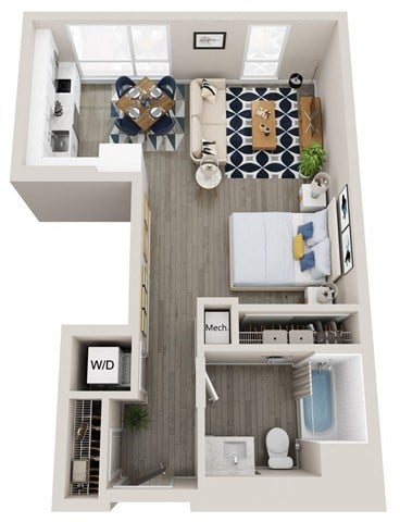 Floor plan for studio, 1 bath, 541 sqft