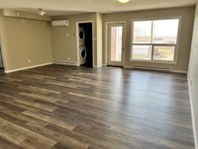 Brandon apartment for rent - an empty living room with a hard wood floor and a window