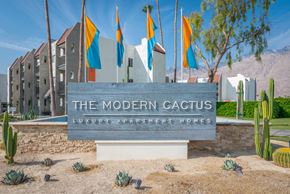 Palm Springs apartment for rent - the modern cactus luxury apartment homes entrance sign