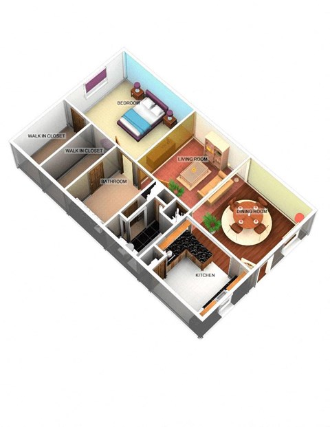 Floor plan for 1 bed, 1 bath, 660 sqft