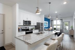 Palm Bay apartment for rent - an open kitchen and living room with a granite counter top