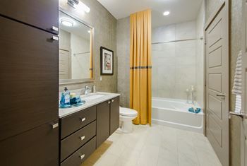 Modern, tiled flooring in bathrooms