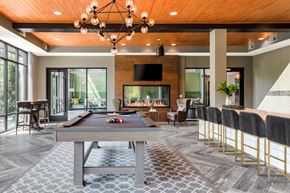 Elkridge apartment for rent - a game room with a pool table and a fireplace