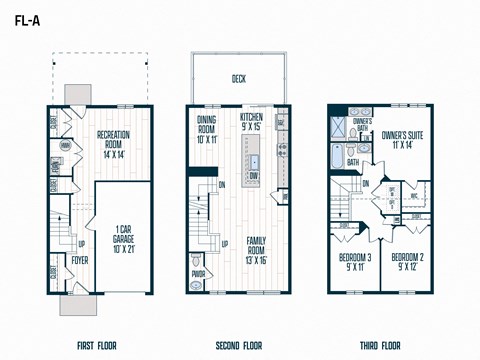 Floor plan for 3 beds, 2.5 baths, 1922 sqft