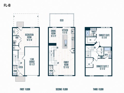 Floor plan for 2 beds, 4 baths, 1922 sqft