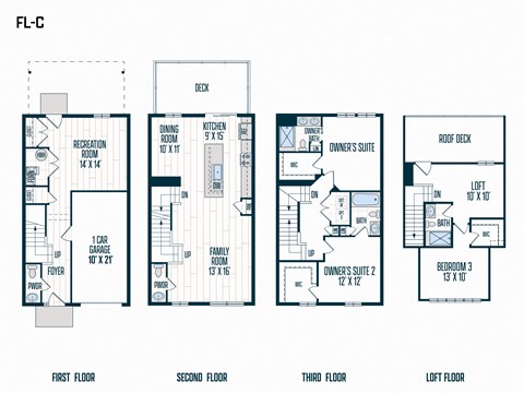 Floor plan for 3 beds, 5 baths, 2400 sqft