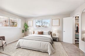 Laurel apartment for rent - a bedroom with a bed and a closet at Laurel Pines, Laurel, Maryland
