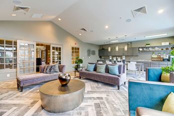 A living room with couches and a table