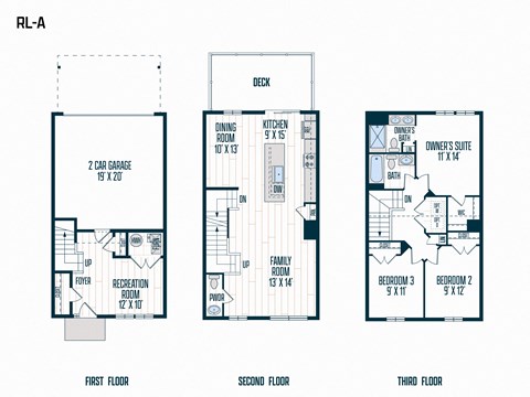 Floor plan for 3 beds, 2.5 baths, 1728 sqft