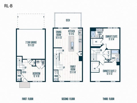 Floor plan for 2 beds, 4 baths, 1728 sqft
