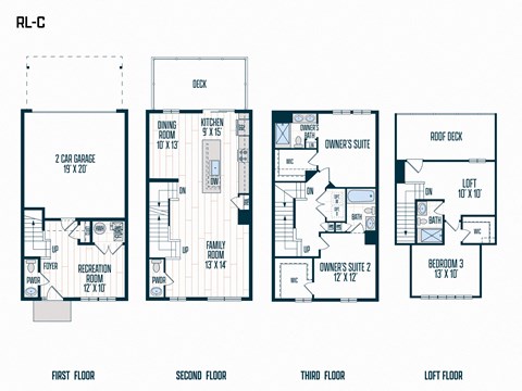 Floor plan for 3 beds, 5 baths, 2206 sqft