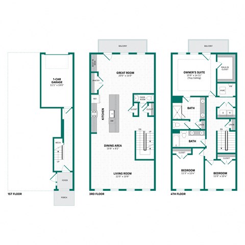 Floor plan for 3 beds, 2.5 baths, 2580 sqft
