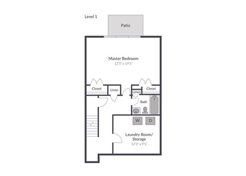 Floor plan for 4 beds, 2.5 baths, 1835 sqft