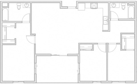 Floor plan for 3 beds, 2 baths, 1233 sqft