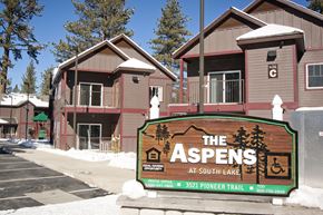 South Lake Tahoe apartment for rent - Aspens at South Lake monument sign