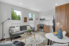 Portland apartment for rent - Bridger Commons, Interior view of living room and kitchenette