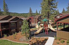 Truckee apartment for rent - an aerial view of a playground with condos in the background