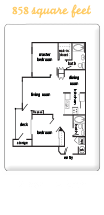 Floor plan for 2 beds, 2 baths, 858 sqft