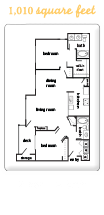 Floor plan for 2 beds, 2 baths, 1010 sqft