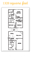 Floor plan for 3 beds, 2 baths, 1320 sqft