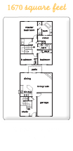 Floor plan for 3 beds, 2 baths, 1670 sqft