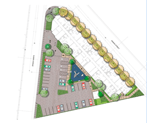 Santa Cruz apartment for rent - A map shows a parking lot with a green tree and a blue airplane.