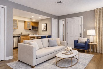 Birmingham apartment for rent - A living room with a white couch and a coffee table.