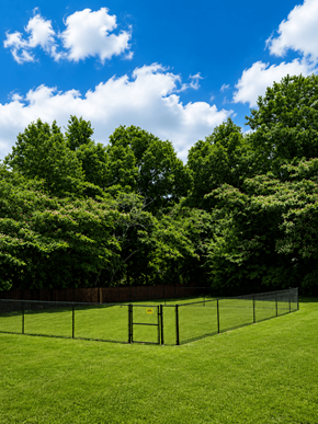 Birmingham apartment for rent - A tennis court surrounded by trees and a fence.