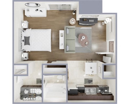 Floor plan for studio, 1 bath, 550 sqft