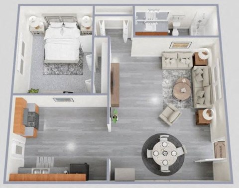 Floor plan for 1 bed, 1 bath, 875 sqft
