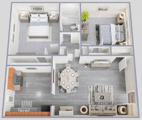 Floor plan for 2 beds, 1 bath, 925 sqft