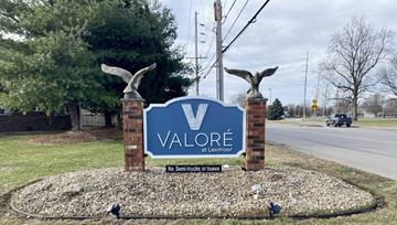 Seymour apartment for rent - A sign that says Valore stands in front of a road.